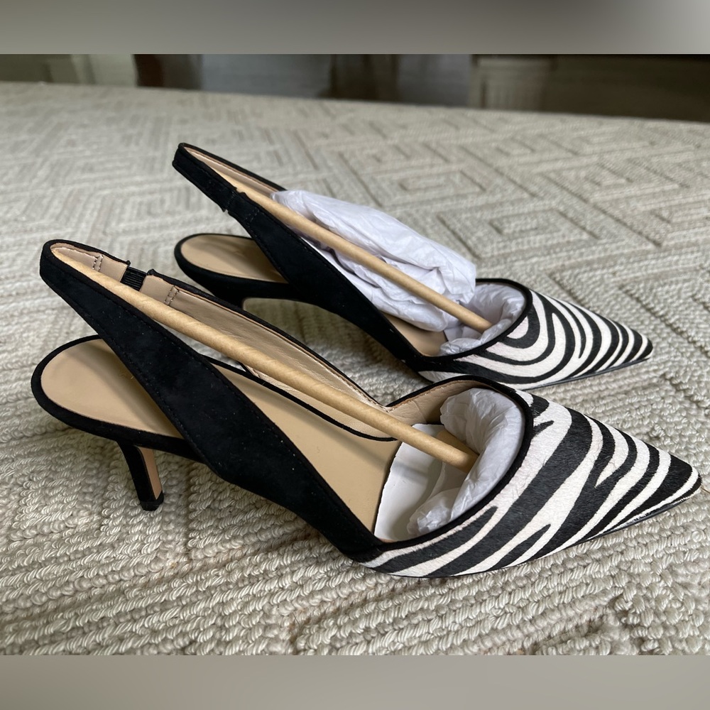NEW Ann Taylor Zebra Alexia Slingback Kitten Heel Pump, size 7